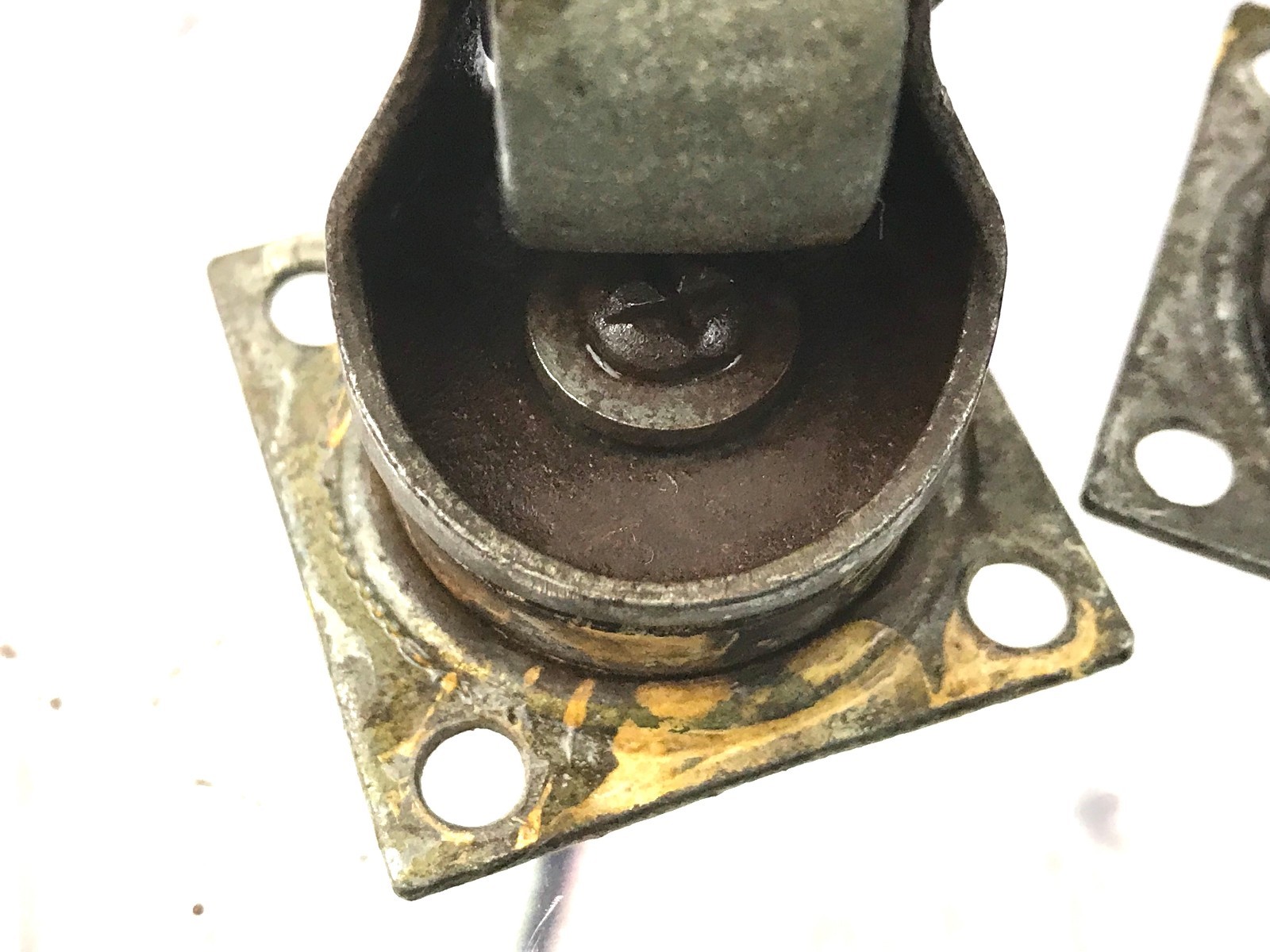 ANTIQUE TABLE CASTERS, Old Vtg Furniture All Metal Swivel Roller Wheel Set