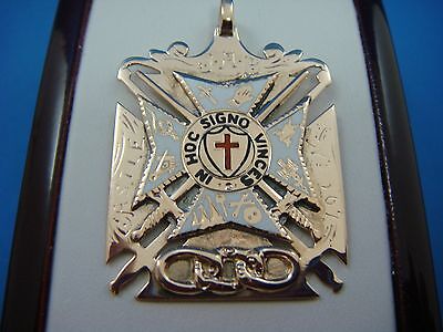 ANTIQUE MASONIC 14K ROSE GOLD MEDAL WITH MULTICOLORED ENAMEL 8.5 GRAMS