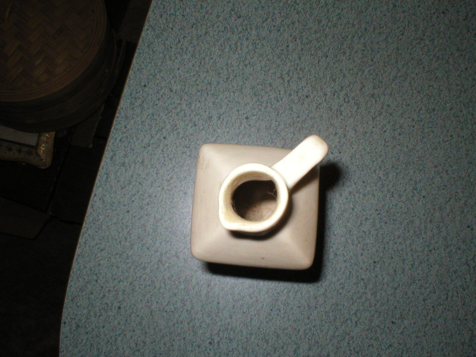 Vintage Ceramic OEL (Oil) Kitchen Bottle Blue's & Green On Off White 8 3/8