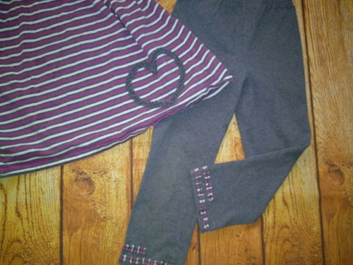 Little Girl's Clothing Matching Striped Outfit Top Shirt and Leggings Sz 4T