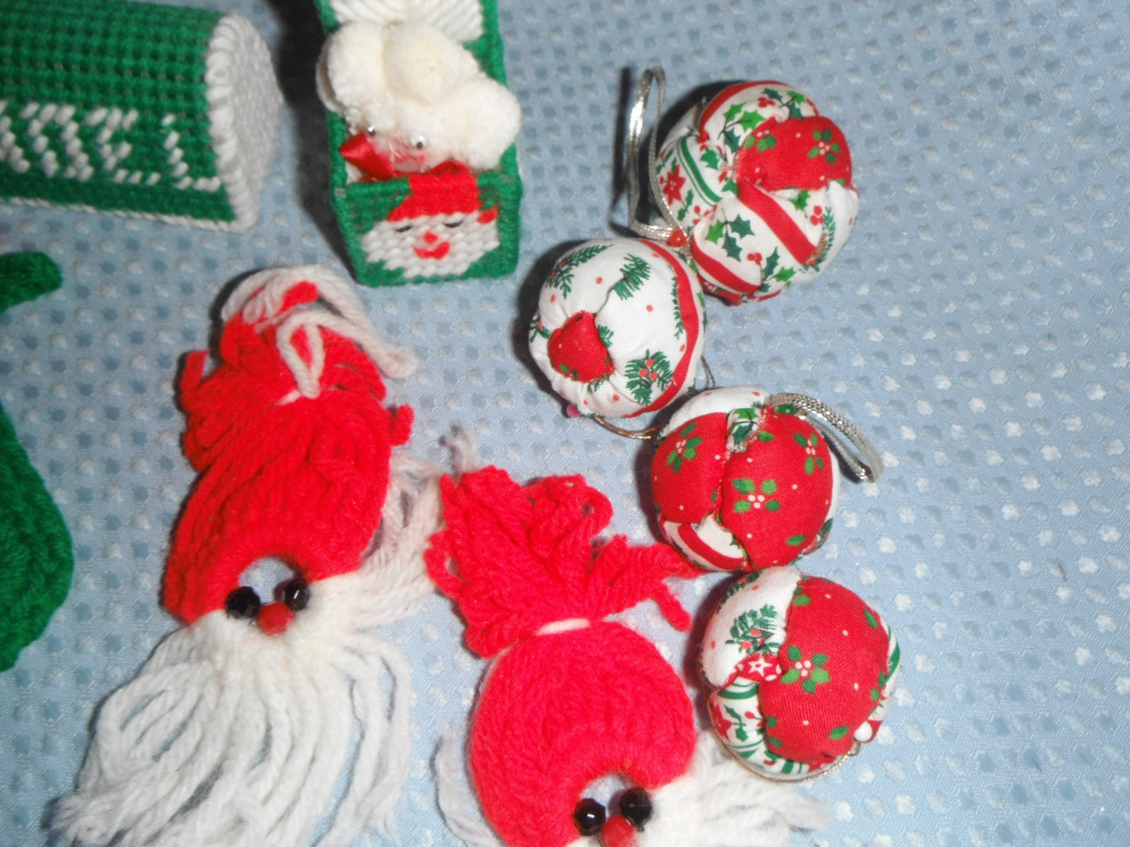 Lot Handmade Christmas Ornaments Plastic Canvas Crochet Yarn Free Ship USA