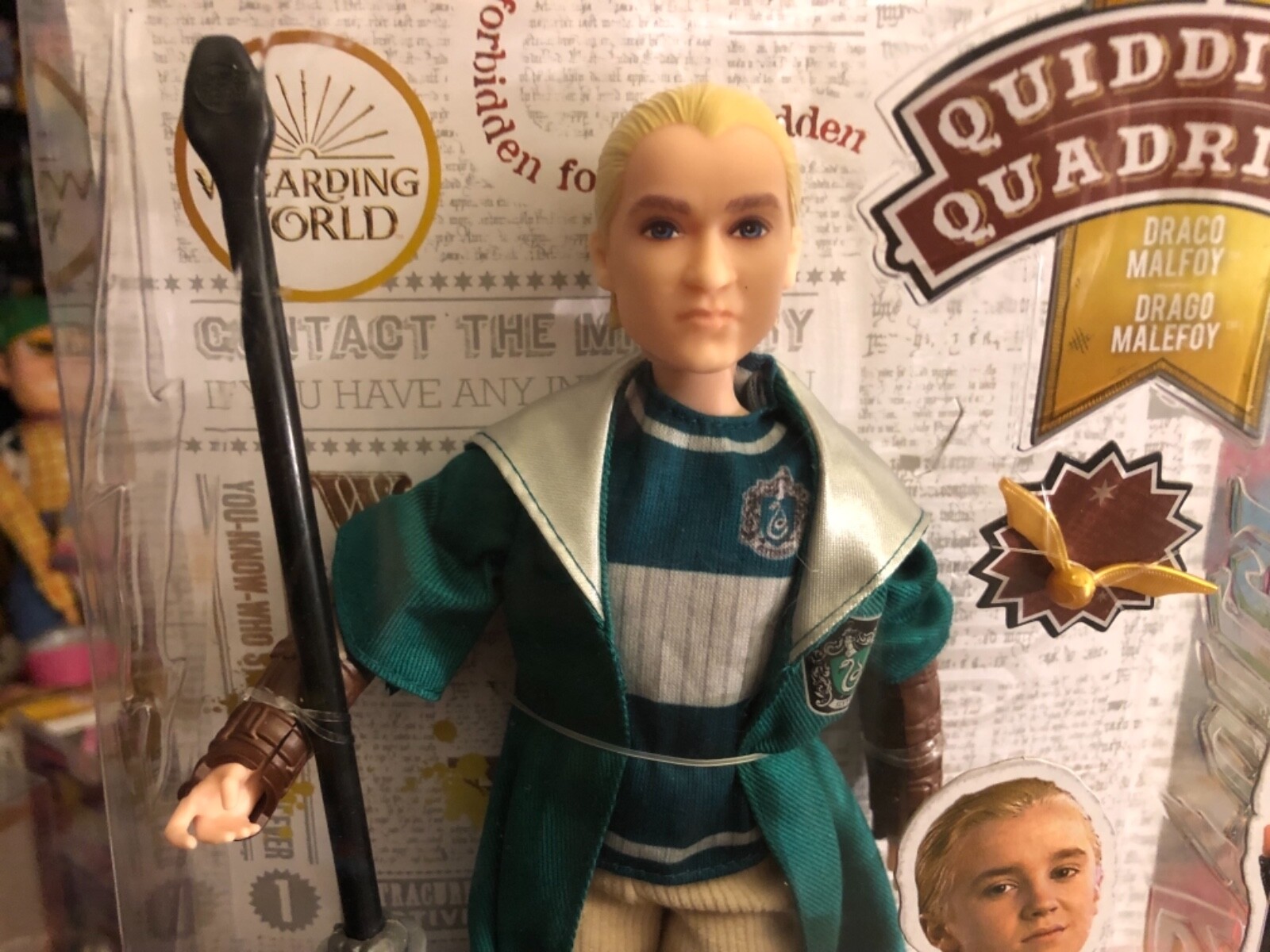 Harry Potter Quidditch *DRACO MALFOY* Poseable Doll Nimbus Broomstick Snitch NEW