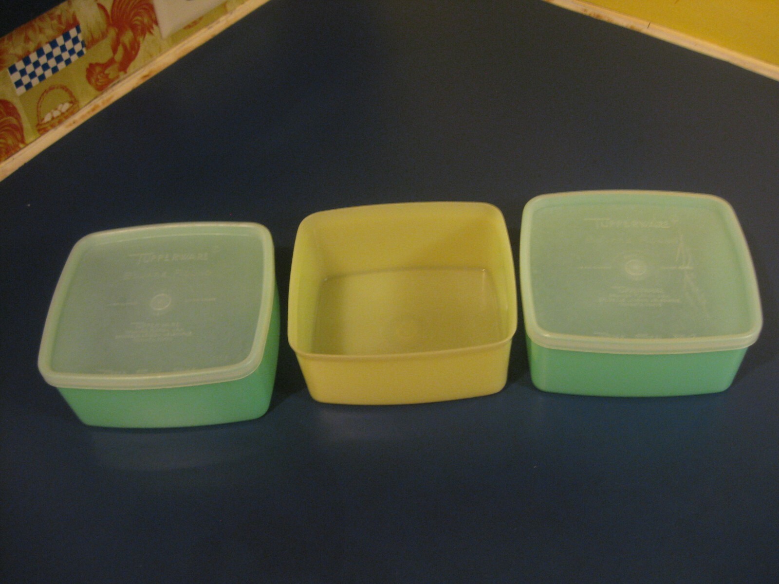 Lot of 3 Vintage Tupperware Square Rounds 311 and 2 Seals/Lids 310 Pastel U.S.A.