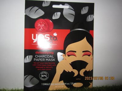 Yes to Tomatoes Charcoal Paper Mask Clear Skin Detoxifying 1 TRAVEL PACK NEW