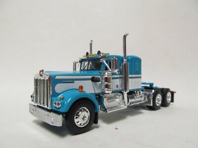 DCP, FIRST GEAR 1/64 SCALE W-900A KENWORTH SMALL BUNK, TEAL & WHITE BEIGE ENGINE