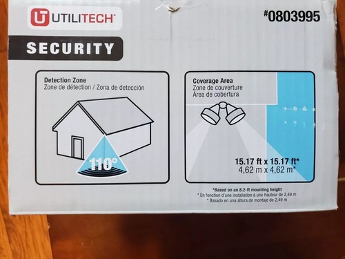 Utilitech Flood Light 110-Degree 2-Head White LED Motion-Activated Timer NIB