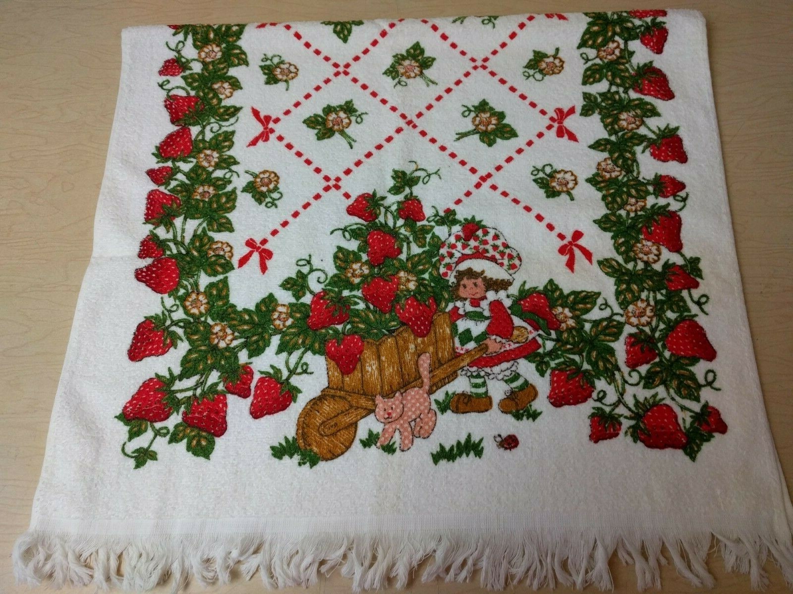 VTG~Strawberry Shortcake~Bath Towel~Wash Cloth~American Greetings~1980~Cannon
