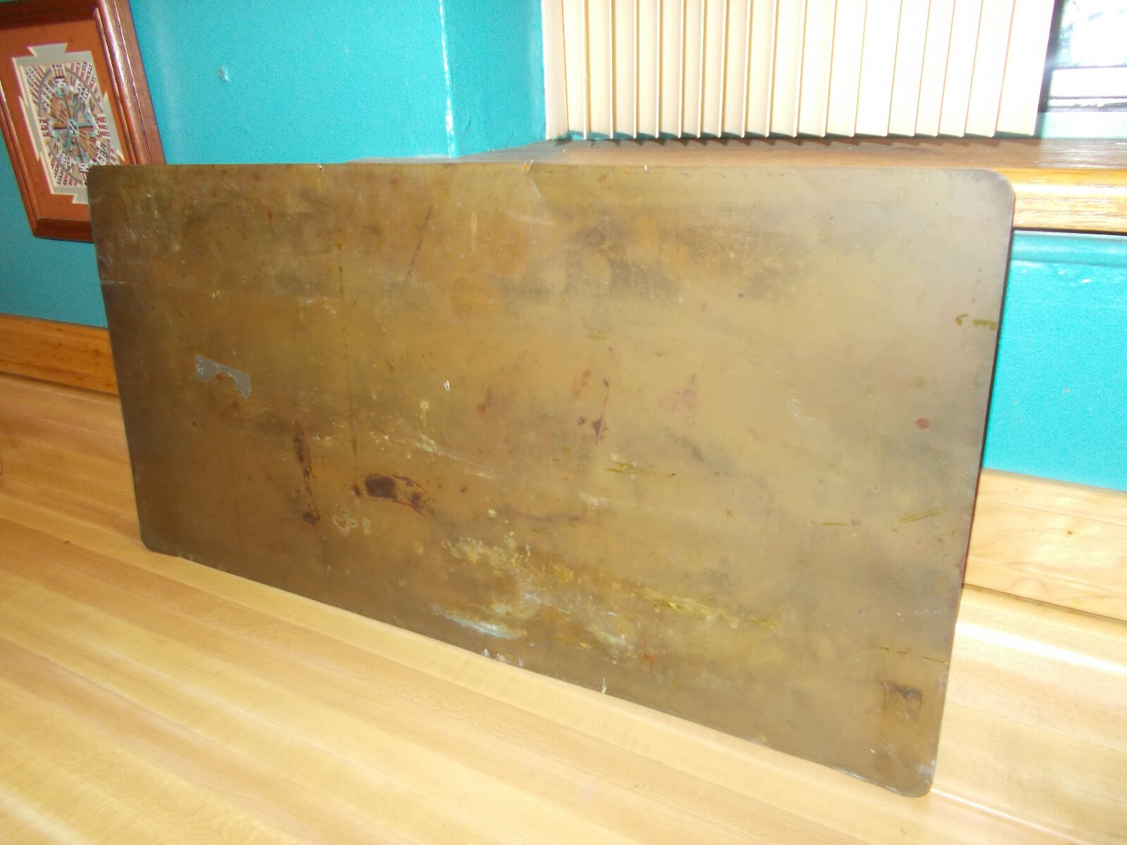 Old AMSTERDAM CASUALTY COMPANY Insurance Co Advert Sign Brass