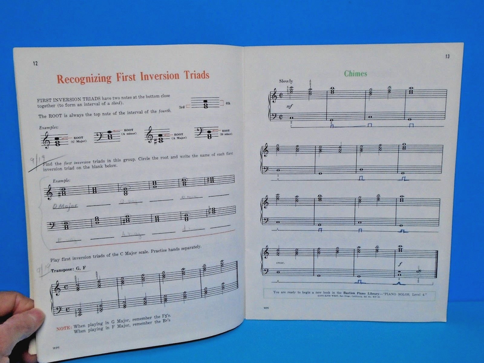 Piano Lessons Level 4 1976 Music Book by James Bastien VG Condition