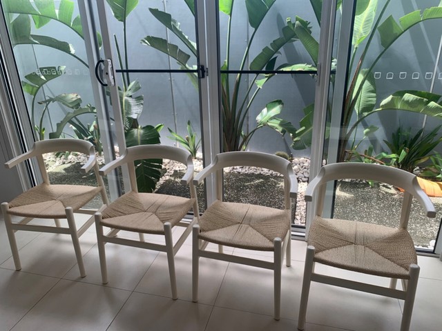 4 dining chairs rattan and wood | Dining Chairs | Gumtree Australia