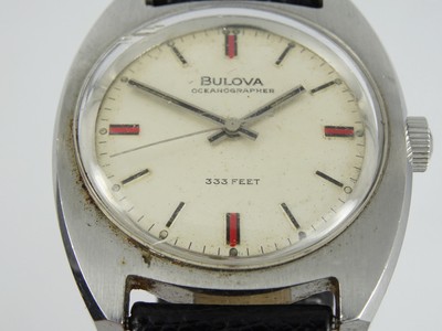 steel bulova oceangrapher 333 feet 17j watch * working