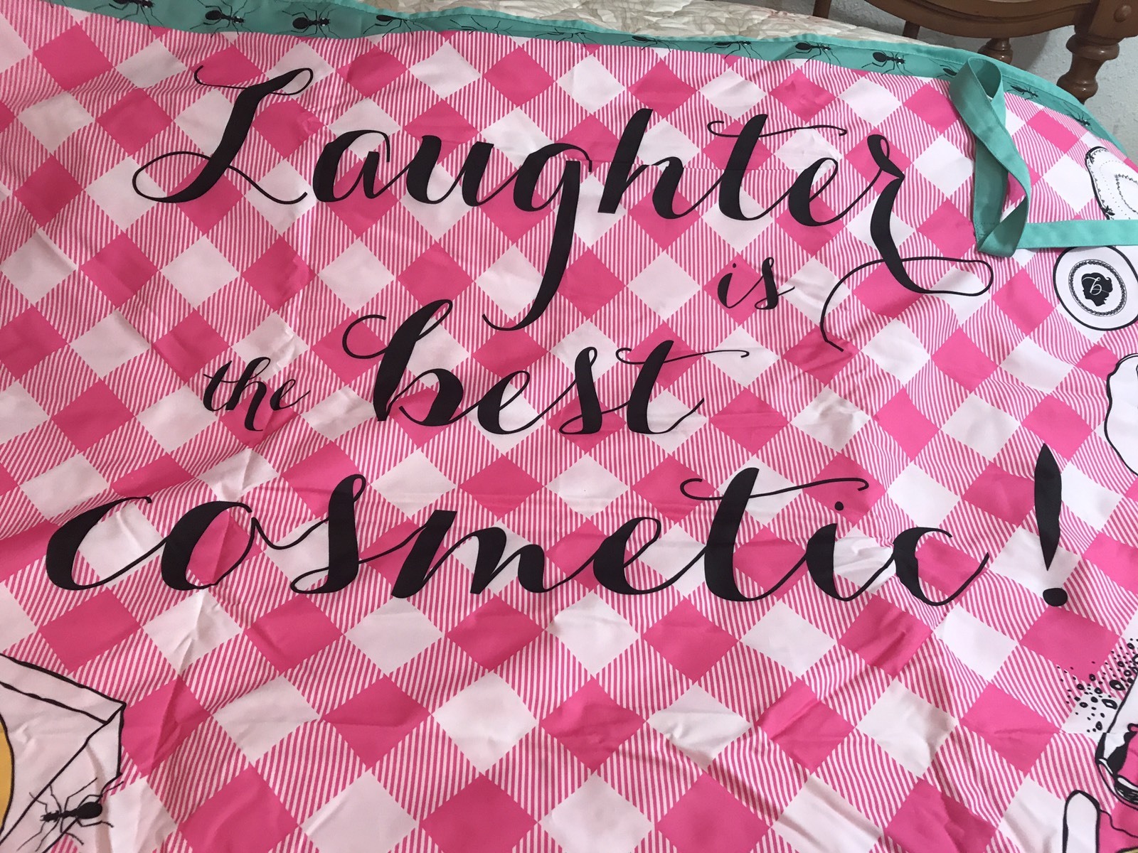 Picnic Blanket Large Who Invited The Ants Print Summer Carrying Handles