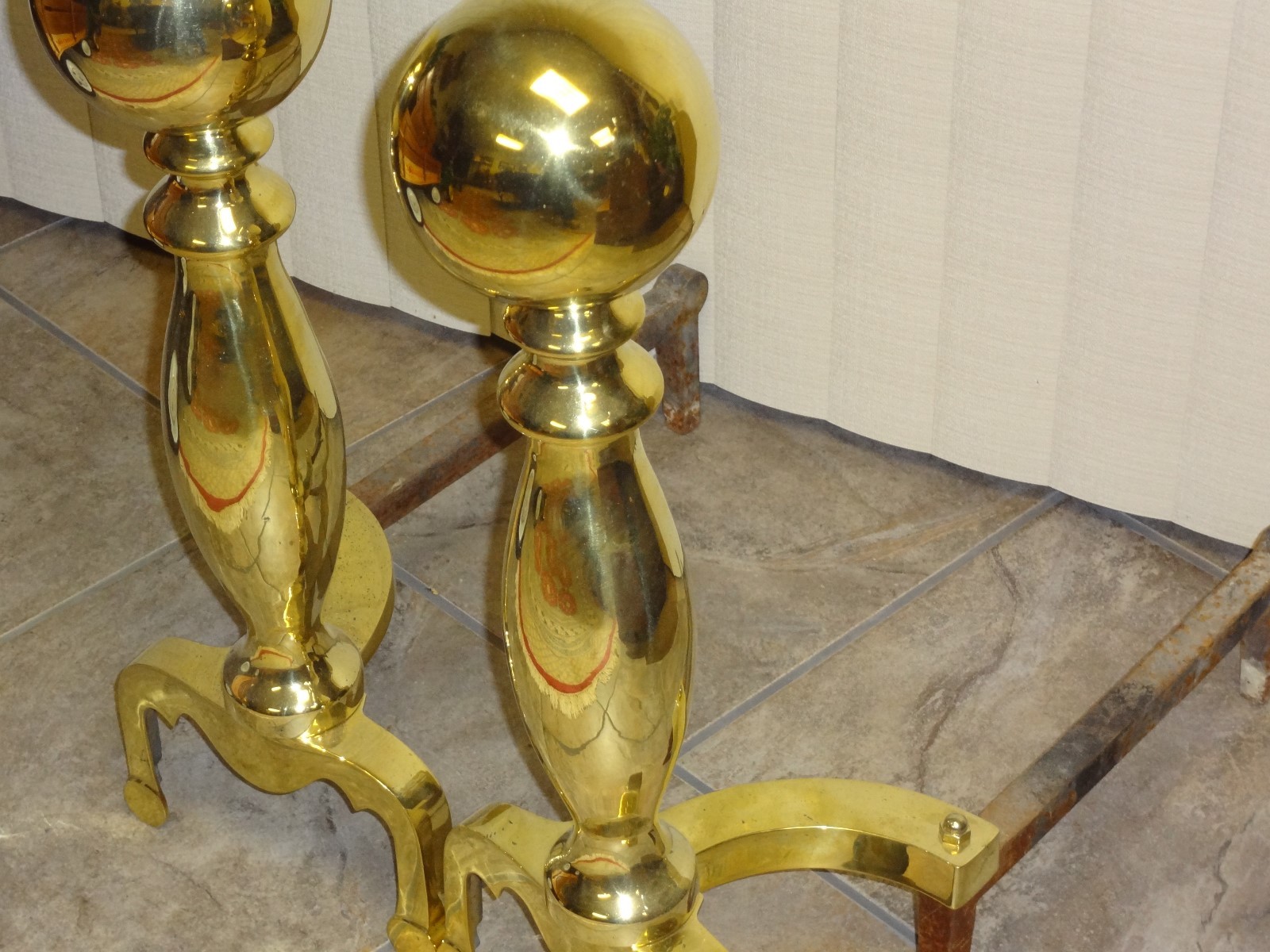 SET OF SOLID BRASS ANDIRONS