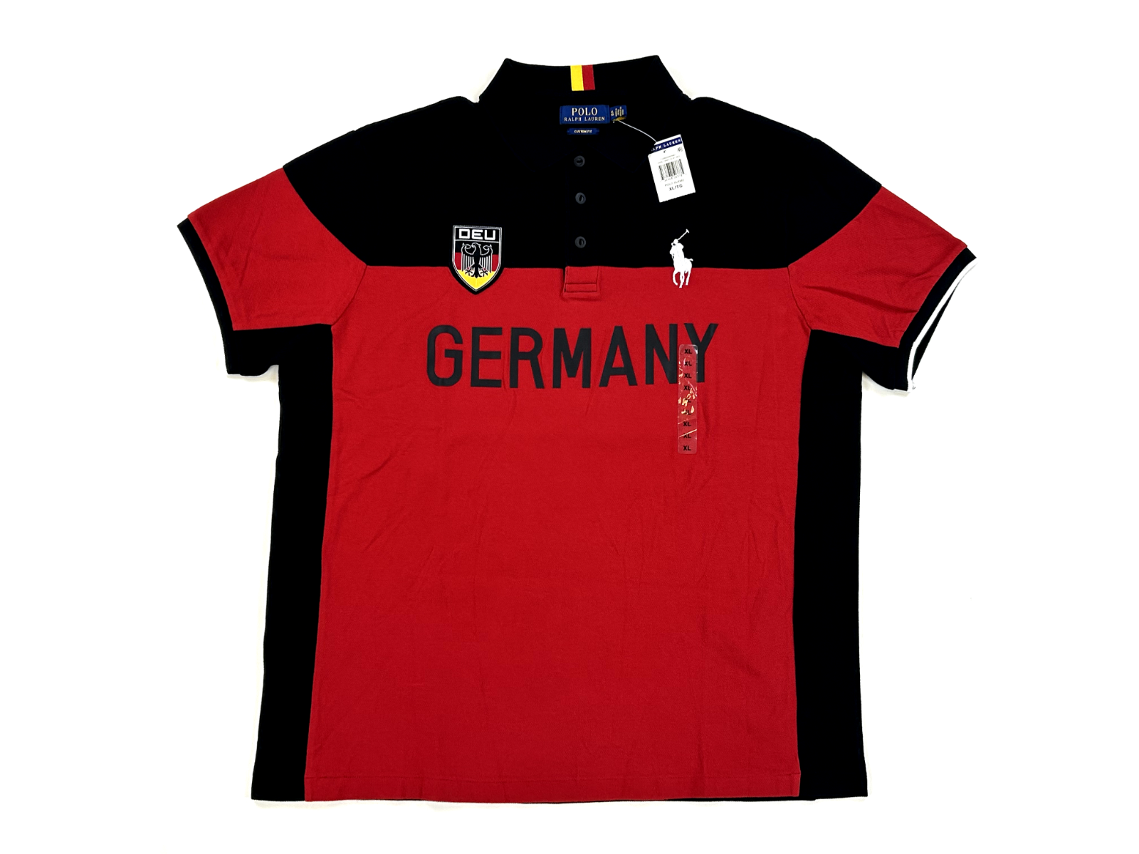 Polo Ralph Lauren Custom Fit 3/4 Big Pony Germany Polo - Красное/черное - Размер: XL