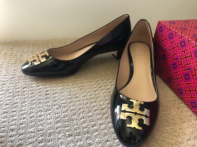 New Tory Burch Raleigh 40mm Black Patent Leather Pump