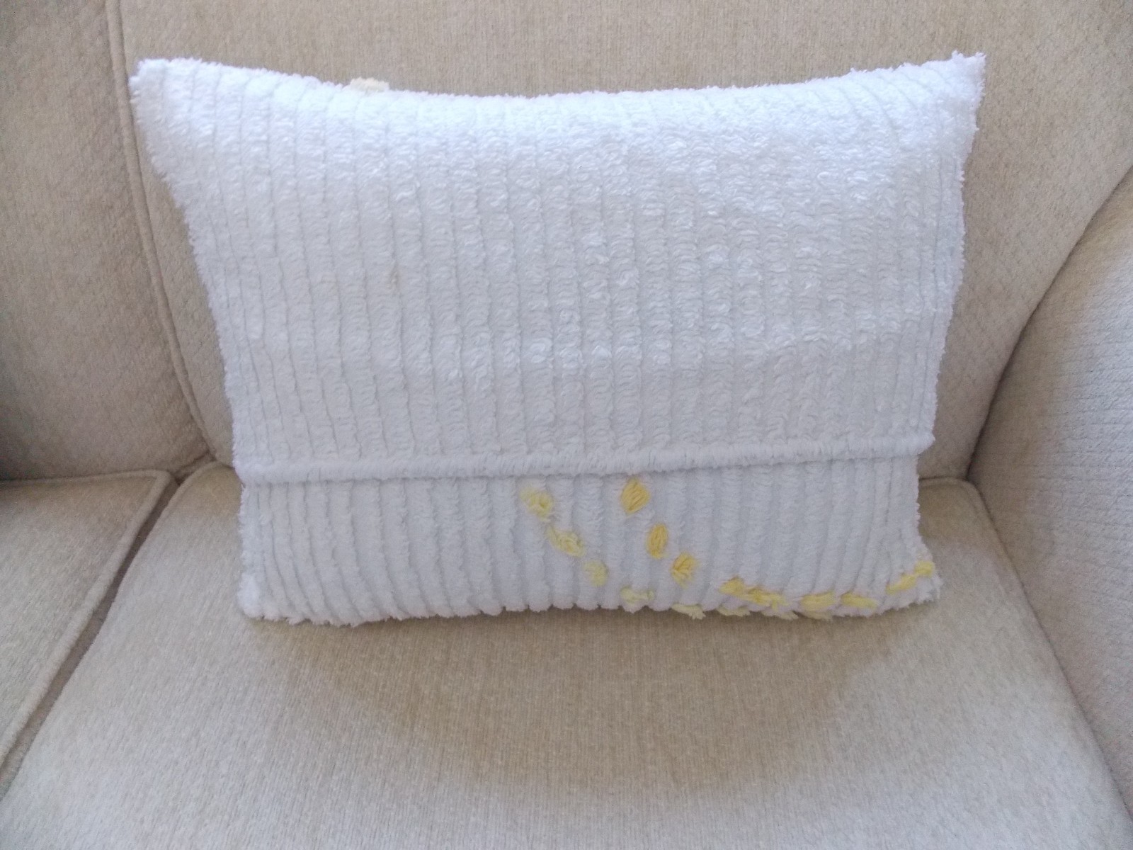 Handmade Pillow Case from Vintage Chenille Needle Tuft Bedspread  12 x 16