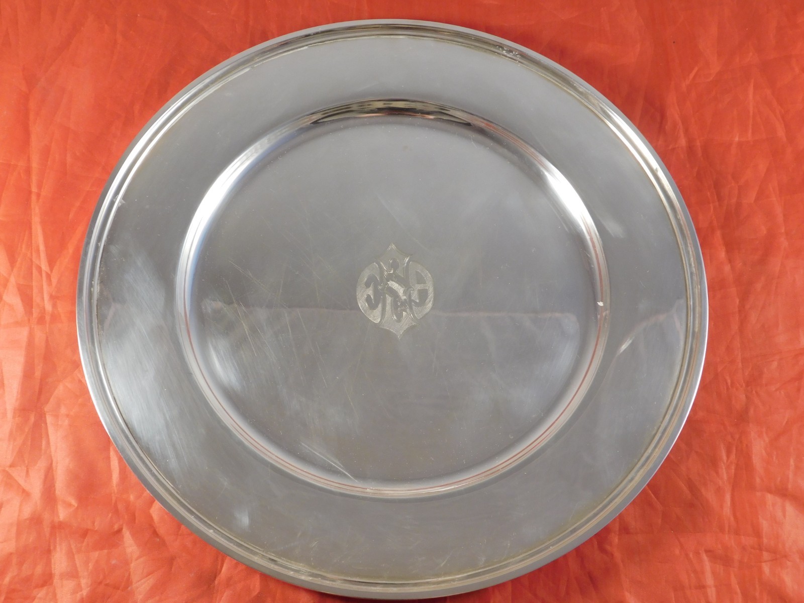 VINTAGE LARGE S. KIRK & SON STERLING SILVER PLATE / CHARGER 11
