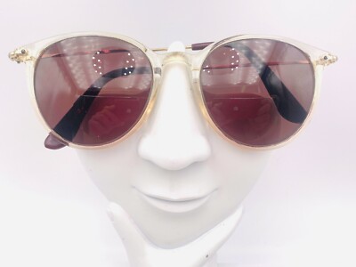 Vintage Sisley Rio 057 Gold Translucent Round Sunglasses Japan FRAMES ONLY
