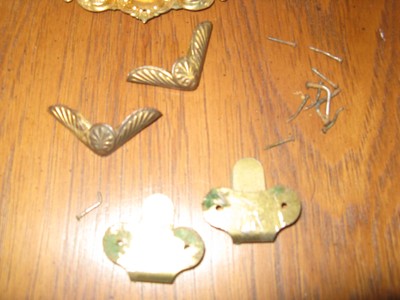 Lot Reclaimed Salvaged Photo Album Brass Hardware Fastener Corner Covers