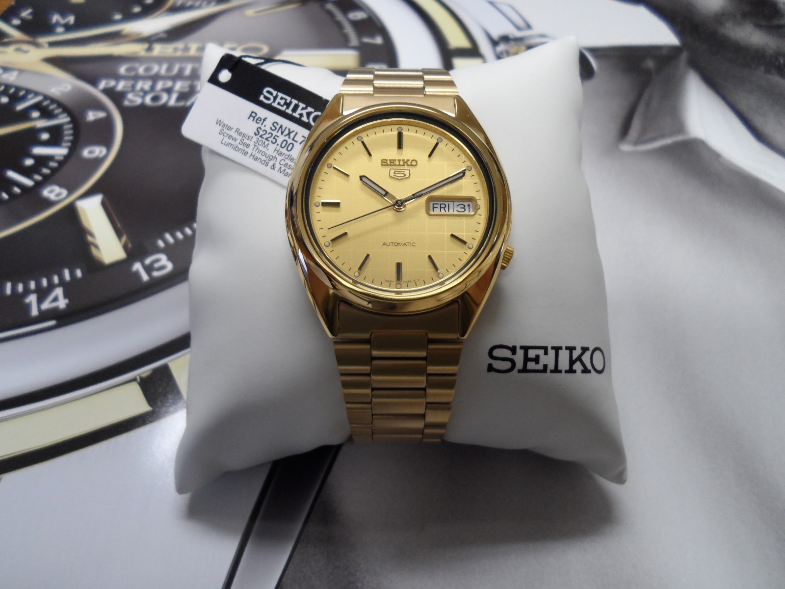 SEIKO 5 SNXL72 Gold Dial Stainless Steel SEIKO Automatic SNXL72-NEW