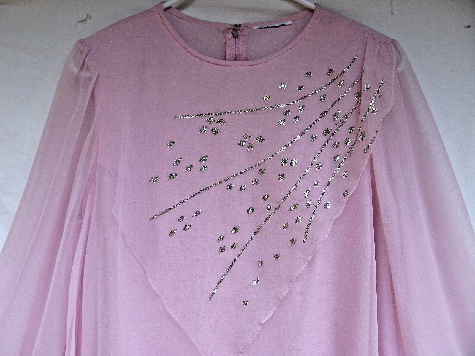 Women's Miss Formal Evening Prom Dress Pink Polyester Chiffon Glitz Size Lge