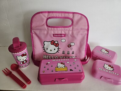 Tupperware Hello Kitty 5 Piece Lunch Bag with Containers Complete Set