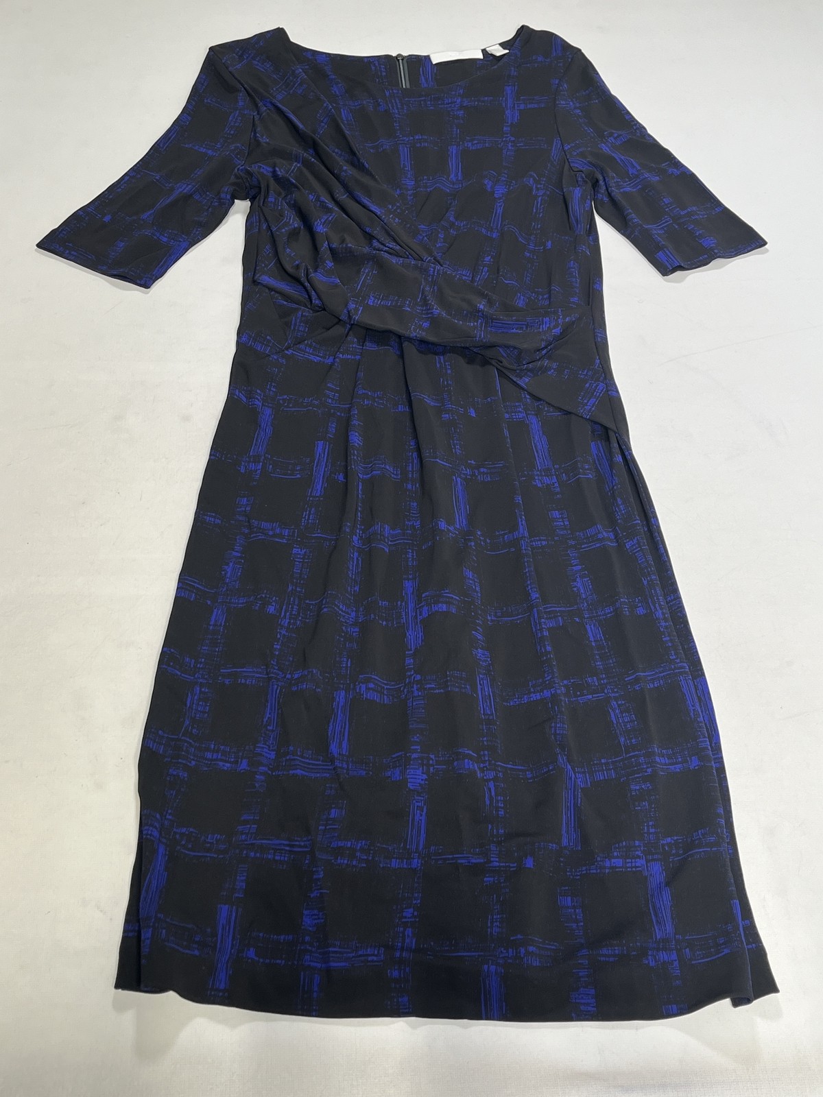 ワンピース BOSS Woman Dress Blue 50512907 404 BOSS - Belted sleeveless dress in high-shine plissé - Dark Blue