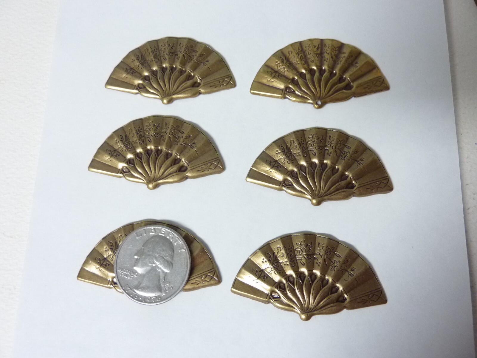 Victorian style brass stampings findings from the early 90s FANS A18 for earring