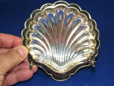 Victorian John Round & Sons Silver Plated Shell Caviar-Butter Serving Tray-Bowl