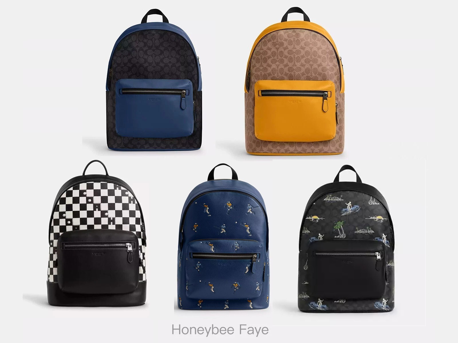NWT Coach West Backpack With Checkerboard Print/Varsity