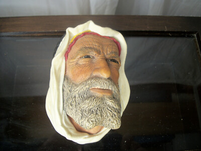 Vintage Bossons Chalkware Head Bust ARAB SHEIK,  Signed, England