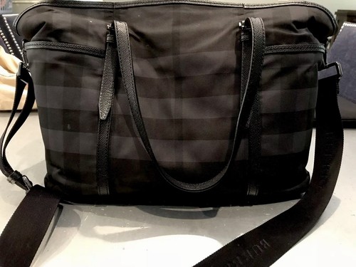 Burberry Graceford Tonal Check Diaper Bag Nylon With Leather Trim