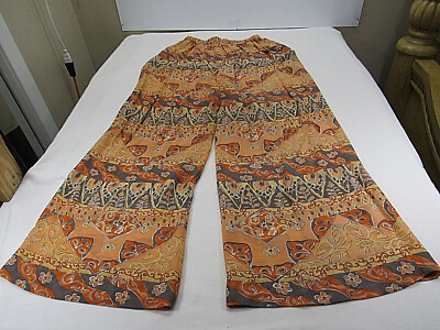 Randy Kemper Women's 6 [ 25-30W 28.5L ] Wide Leg Pants 100% Silk Elastic Waist