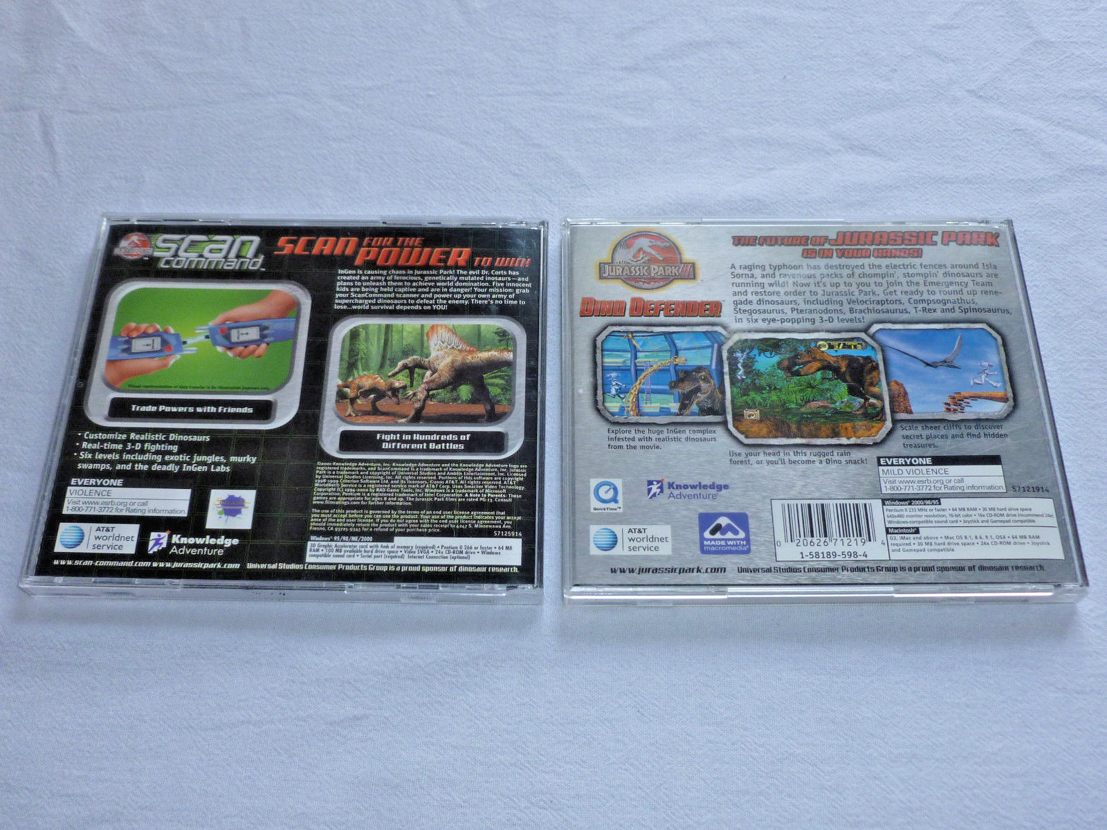 Jurassic Park PC Game Software Lot: Dino Defender, Scan Command MINT / NEAR MINT