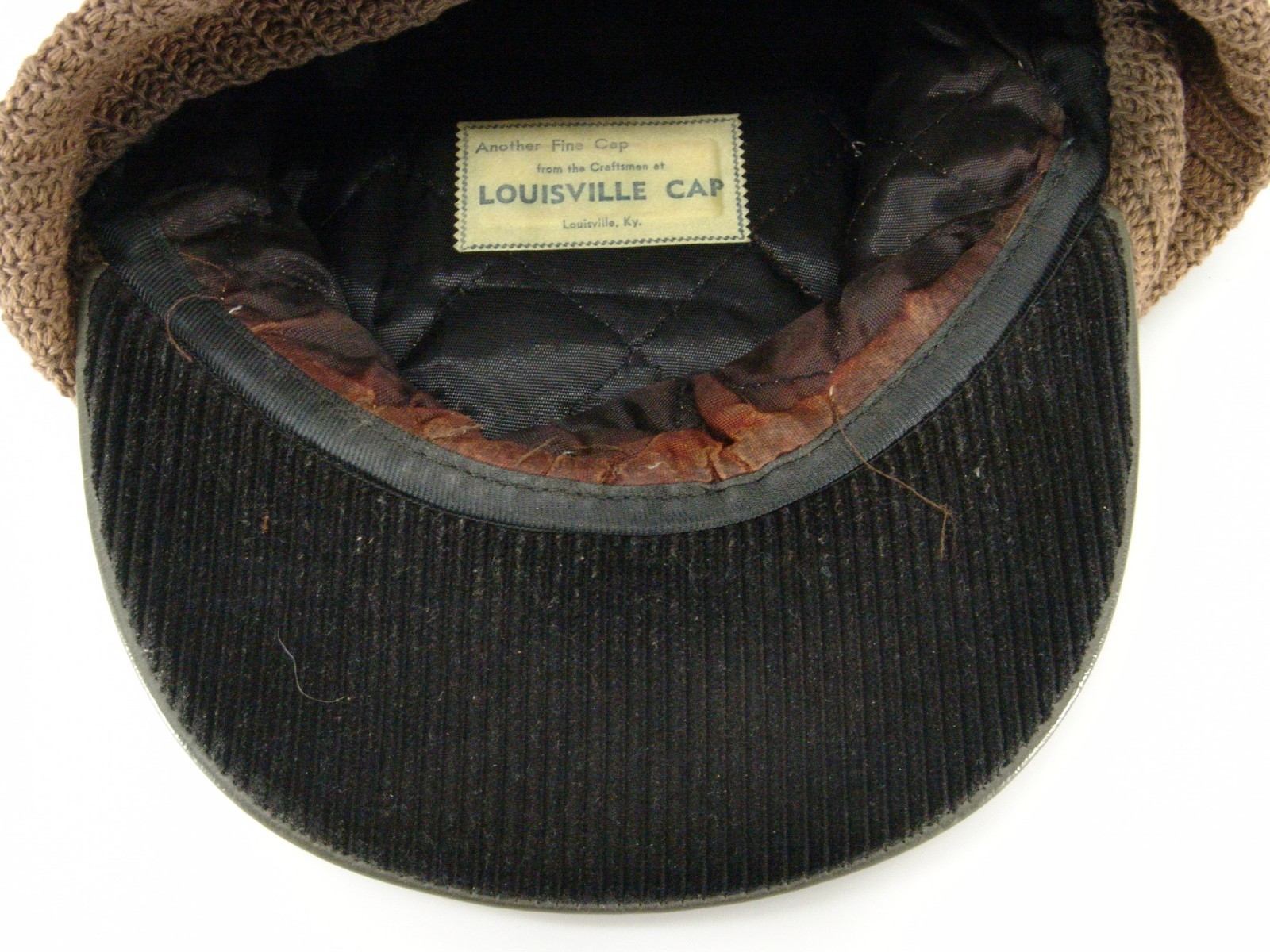 VTG LOUISVILLE MFG CORP POP UP GREEN GRAY LEATHER CAP HAT EAR WARMING SIZE 7
