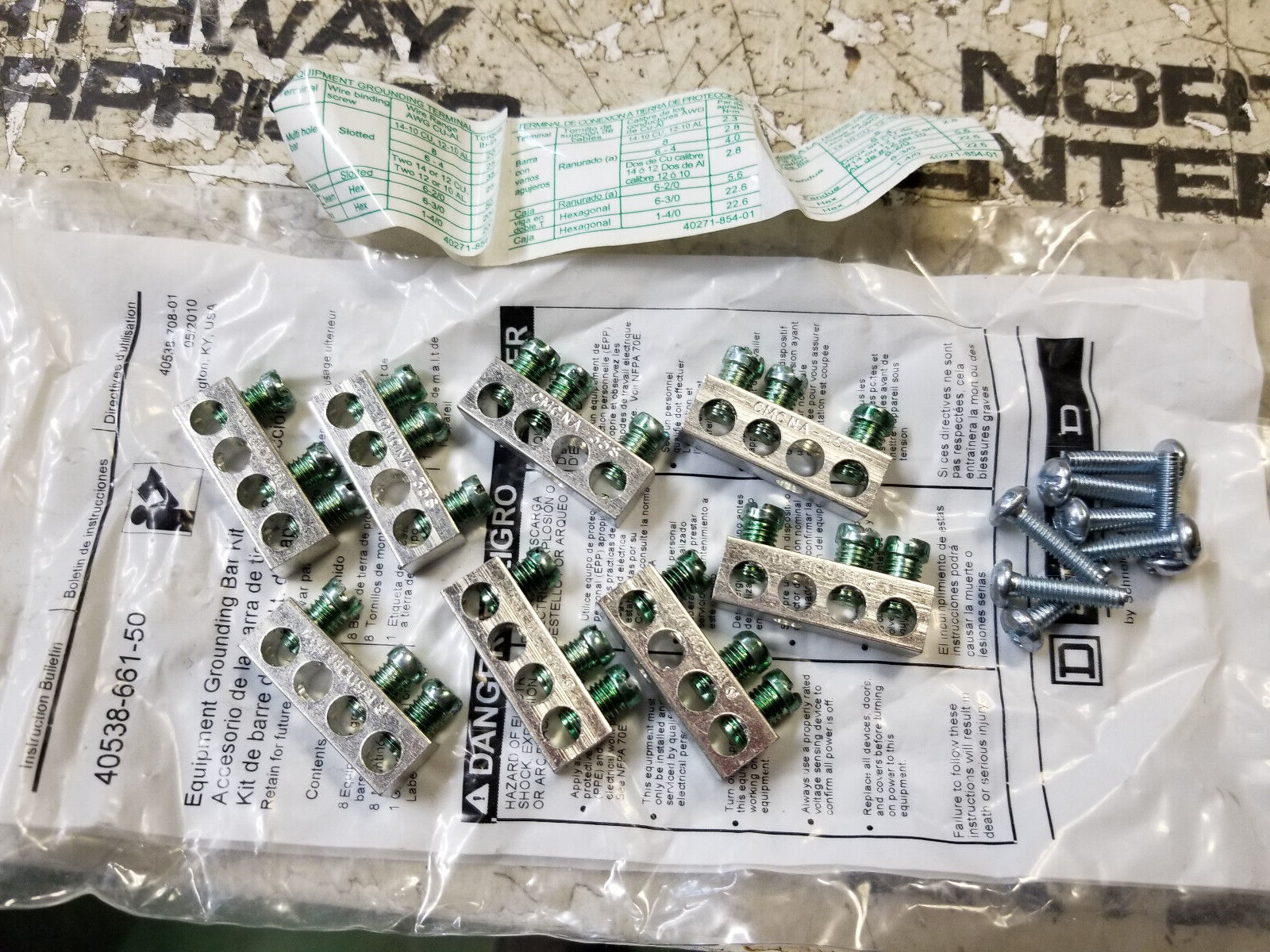 LOT OF 8 BAGS - 40538-661-50 SQUARE D GROUND BAR KIT - Picture 1 of 4