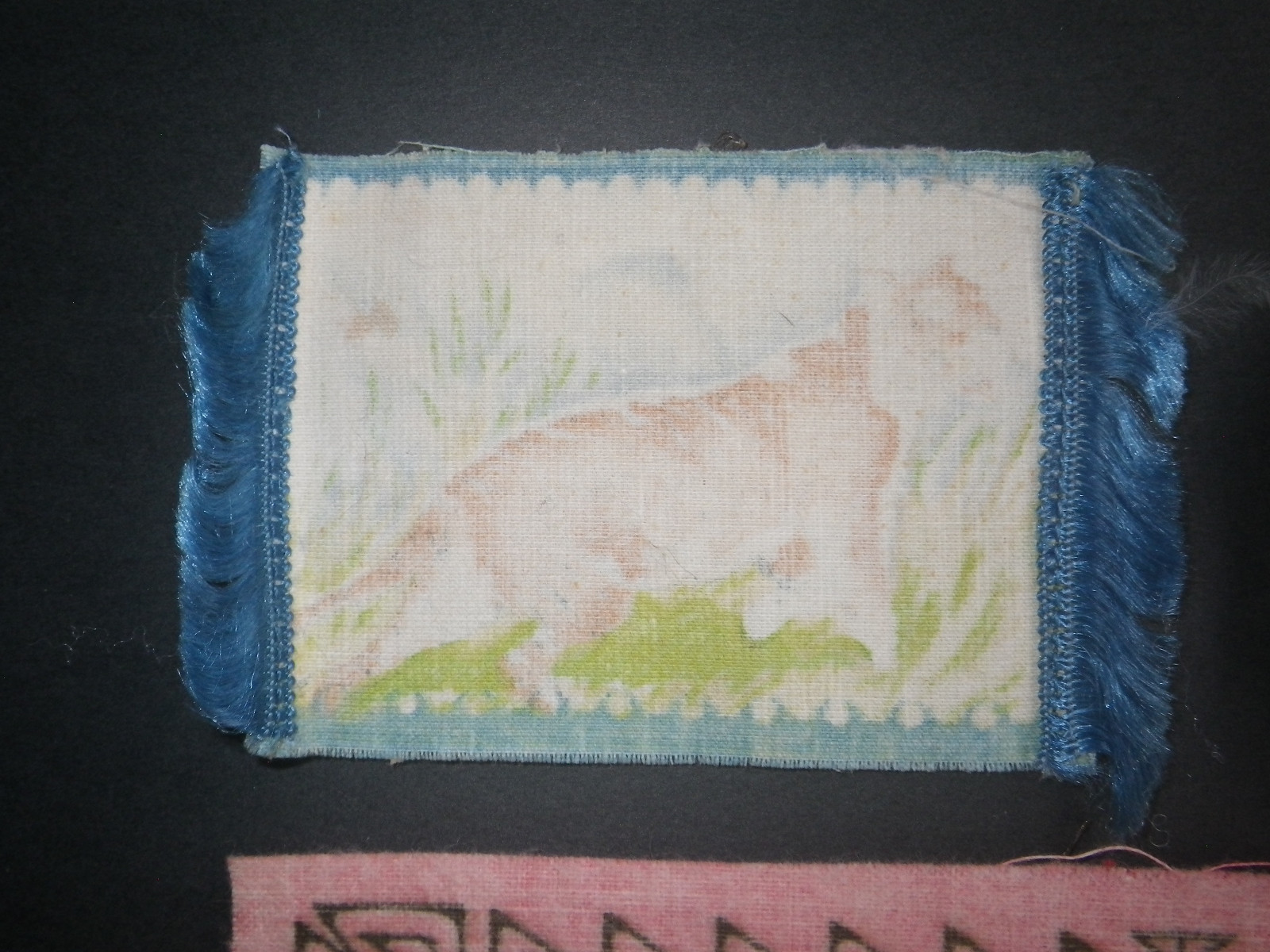 Vintage Textile Fabric Beaver Pelt Tiger Rhinoceros Miniature Rug Antique