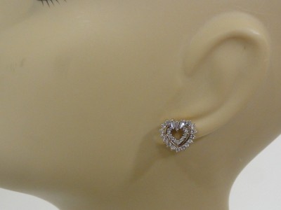 Estate JJT Gold Over Sterling Silver Heart CZ Cubic Zirconia 1/2