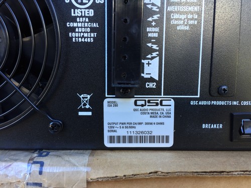 QSC ISA 280 Professional Audio Amplifier Power Amp Used