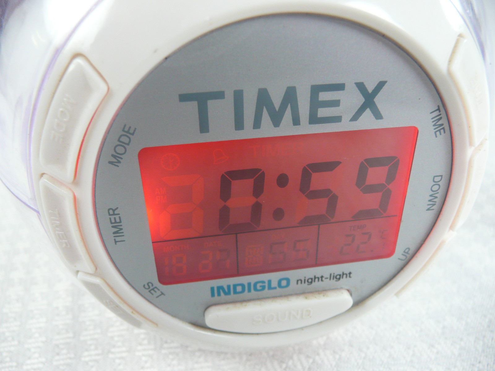 Timex Indigo T035 Color Changing Alarm Clock Clear Retro
