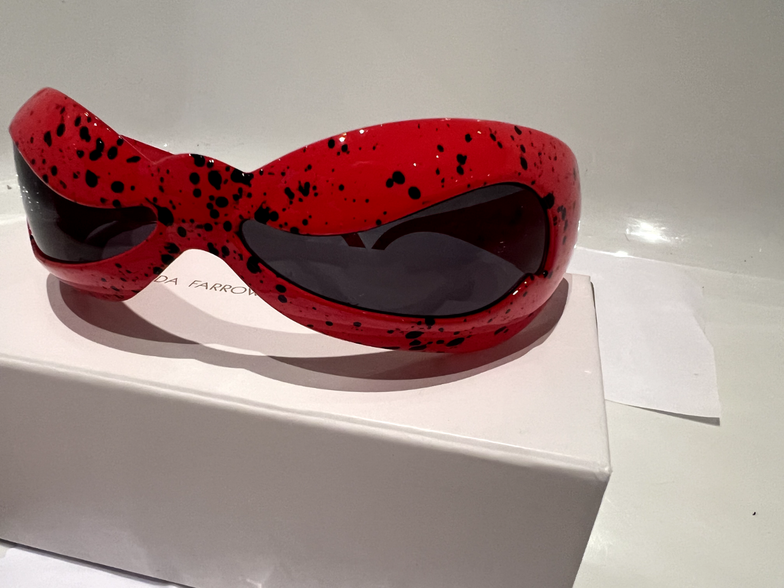 Pre-owned Linda Farrow Jeremy Scott Superhero Red Wave Mask Nuwave Sunglasses