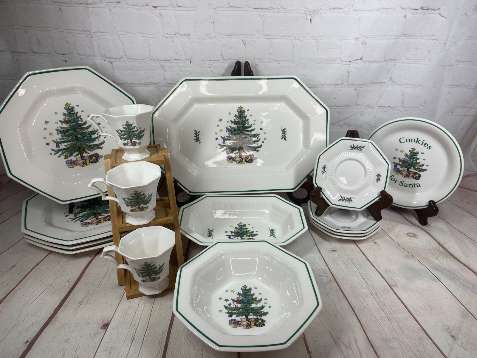 NIKKO Christmastime China Set-16 pc.-Set of 12, Cookies for Santa, Platter, etc. NIKKO Christmastime China Set-16 pc.-Set of 12, Cookies for Santa, Platter, etc.