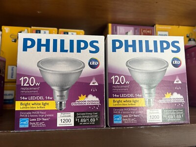 2-pack lot Philips Dimmable 14W 3000K PAR38 LED Bulb Outdoor Flood Bright White
