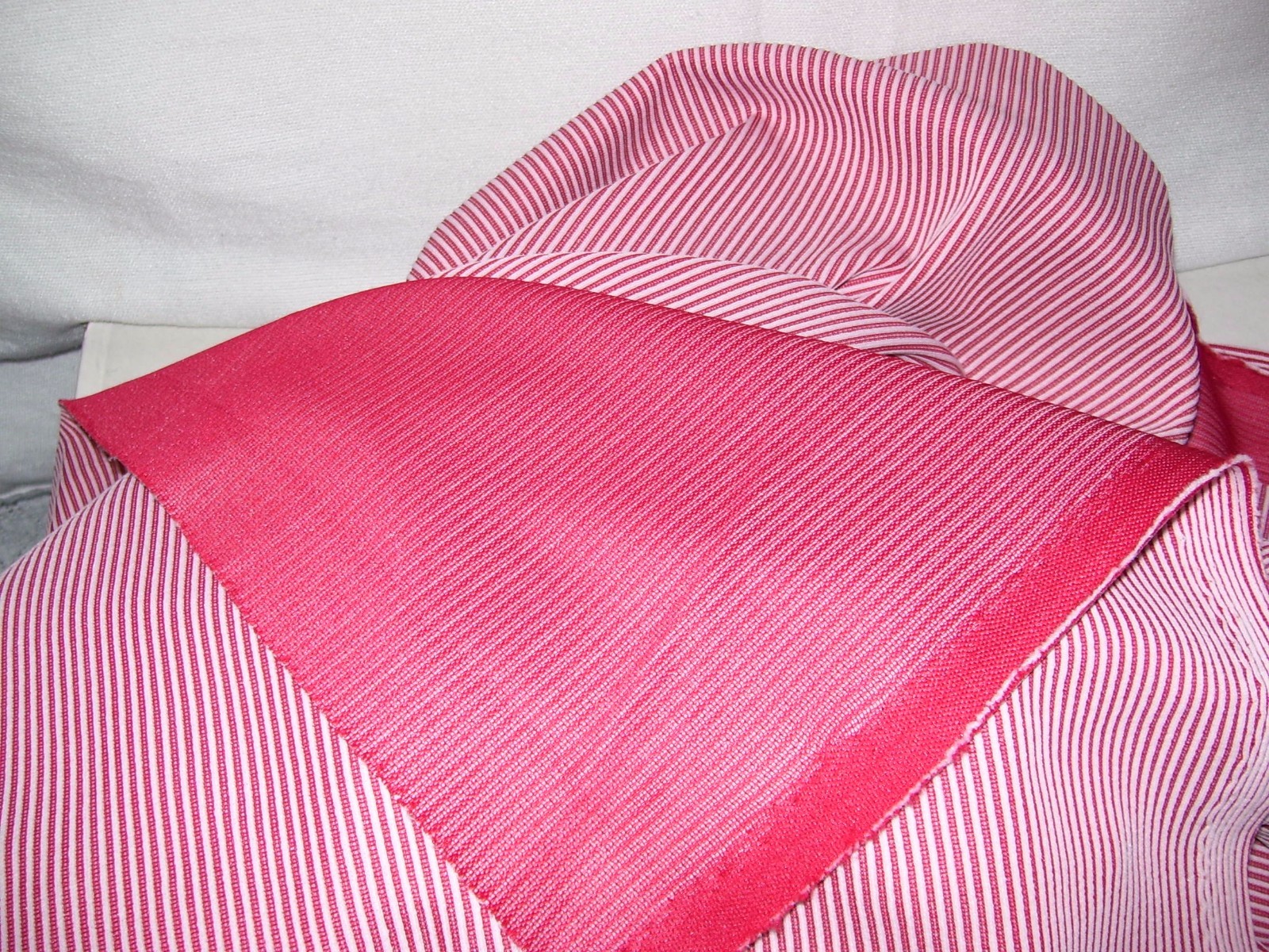 vintage Polyester Double knit Fabrics With in pinstrips In RED+white 64