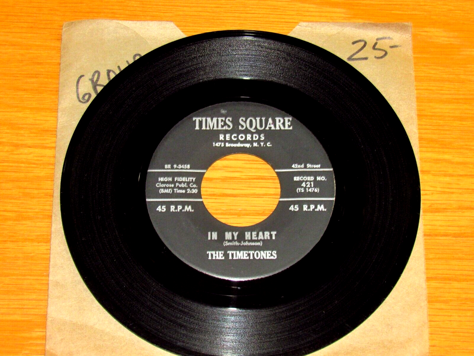 DOO WOP GROUP 45 RPM - TIMETONES - TIMES SQUARE 421 - 