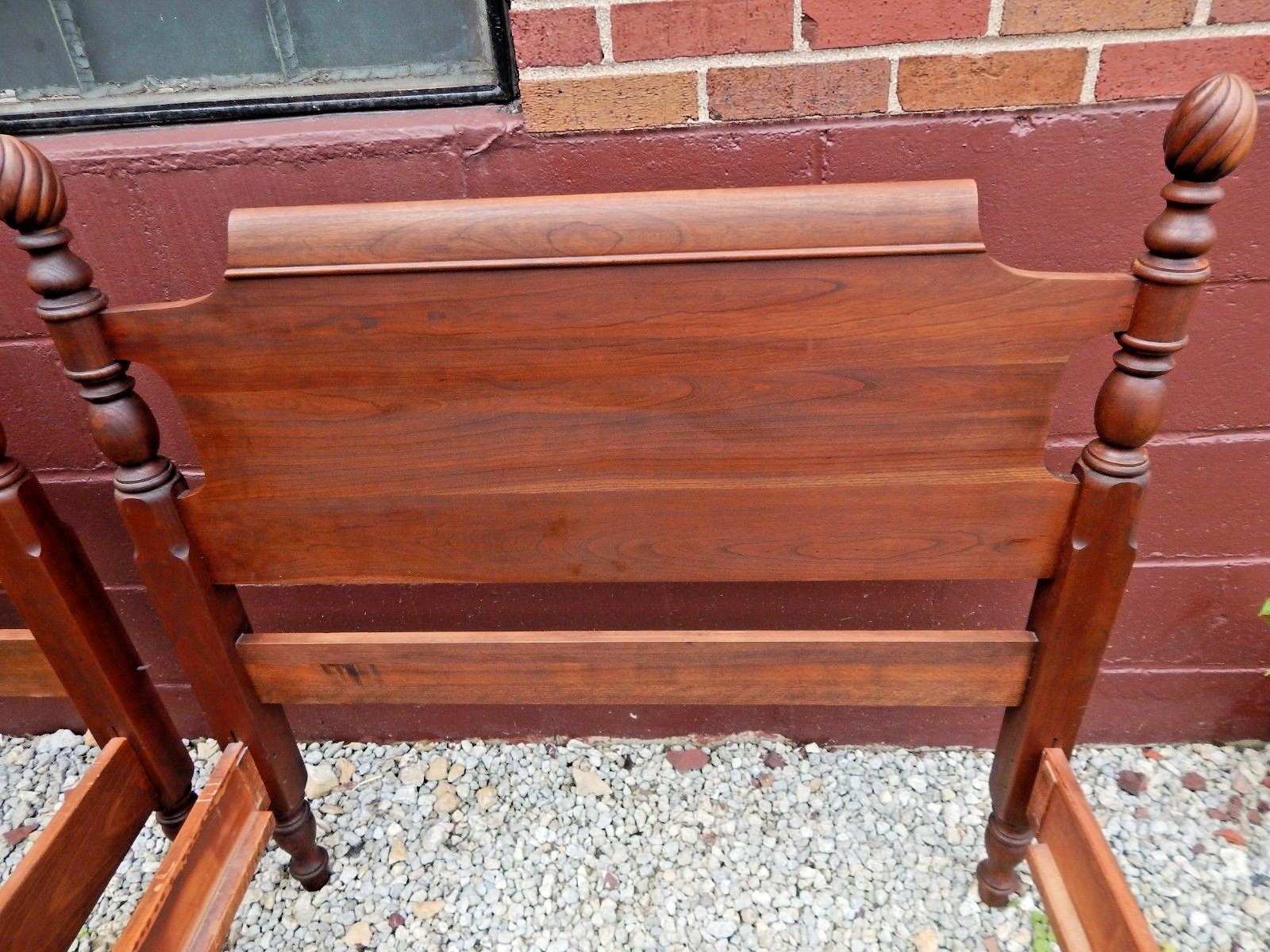 VINTAGE PAIR OF TRADITIONAL STYLE WALNUT TWIN BEDS, ALL ORIGINAL PARTS
