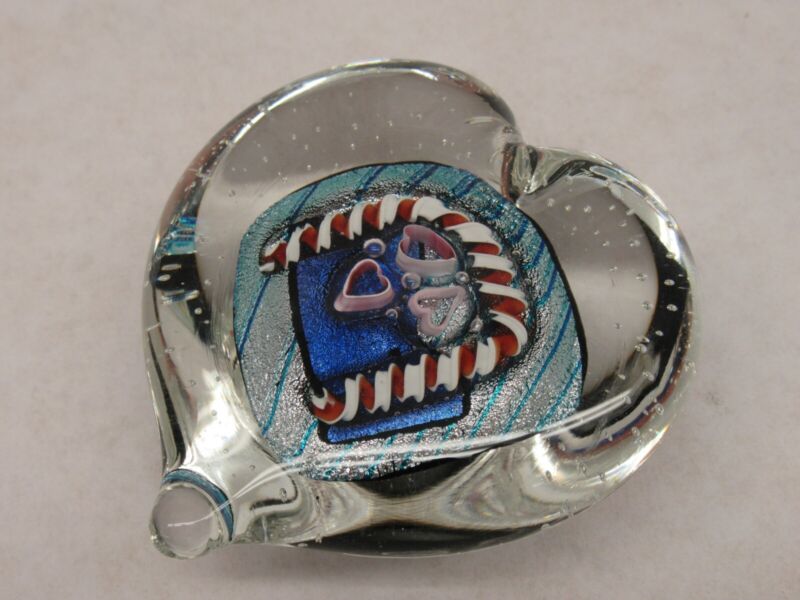 Randy Strong 1999 studio art glass paperweight - heart shape