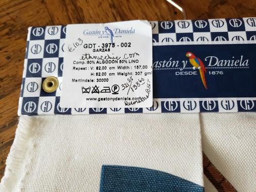 GASTON  / BRUNSCHWIG Fabric Remnant - GARZAS ( HERONS )  - 62 x 44 - SPAIN  $321