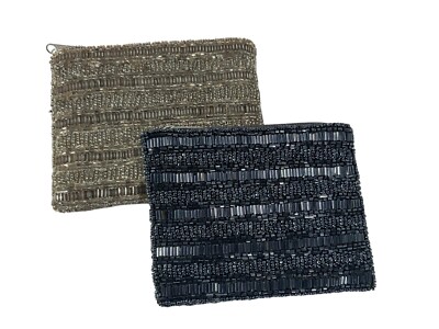 Accessorize Black And Silver Beaded Zippered Purses Evening Club Wear New