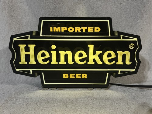 VINTAGE 1960's HEINEKEN IMPORTED BEER LIGHTED BAR SIGN 11
